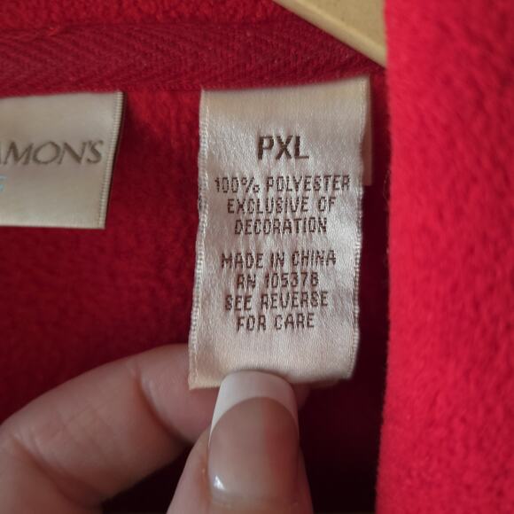 Draper’s & Damon’s PXL Christmas Vest Red Fleece Zip Front Holiday Trees Stars - Picture 5 of 8